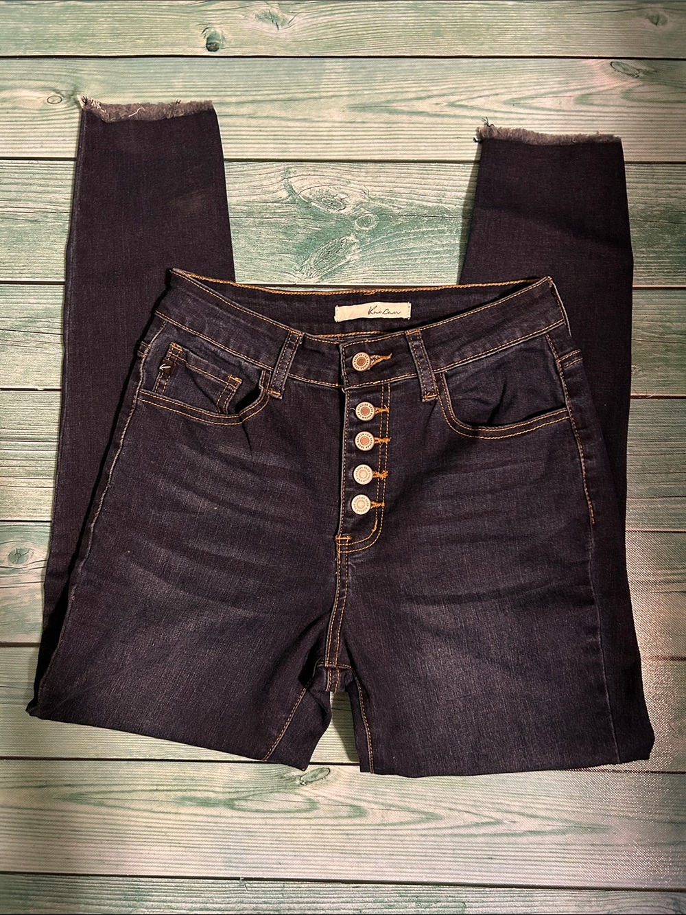 KanCan High-Rise Button-Fly Dark Indigo Skinny Jeans